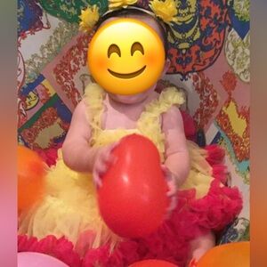 Yellow and Pink Ruffled Baby Dress